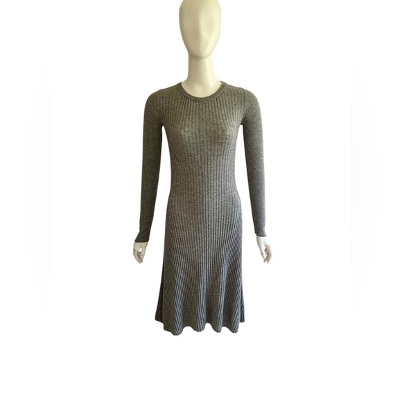 Alex Mill Sz S Gray Ribbed Wool Silk Blend Sweater Dress Round Neck Midi - Picture 1 of 7